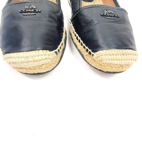 Coach Rhodelle Lambskin Black Loafers Espadrilles Size 6 - Picture 3 of 11